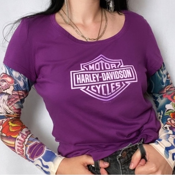 HarleyDavidson Tops Harley Davidson Tattoo Sleeve Graphic Tee Shirt Womens S Poshmark